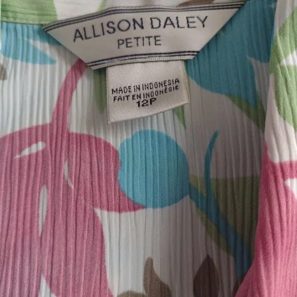 Allison Daley Petite Tropical Floral Blouse 12P - Picture 3 of 9